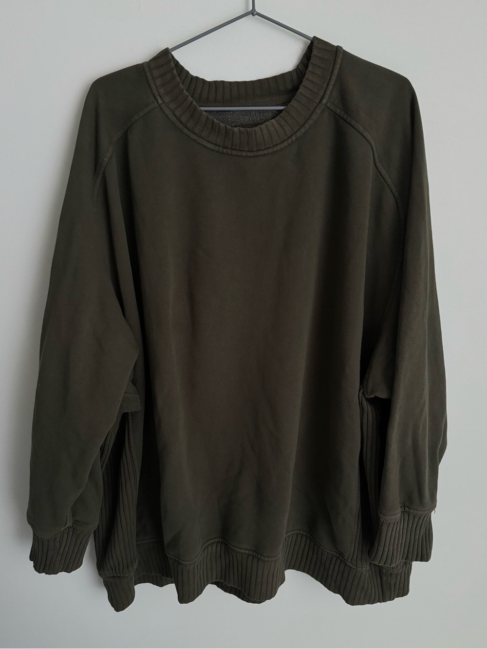 aerie Down to Earth Crewneck Sweater in Nomad Olive
